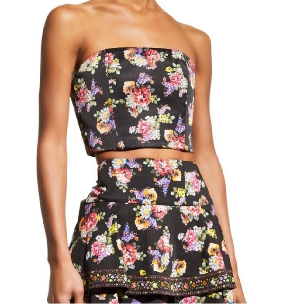 Alice + Olivia Black Floral Bustier